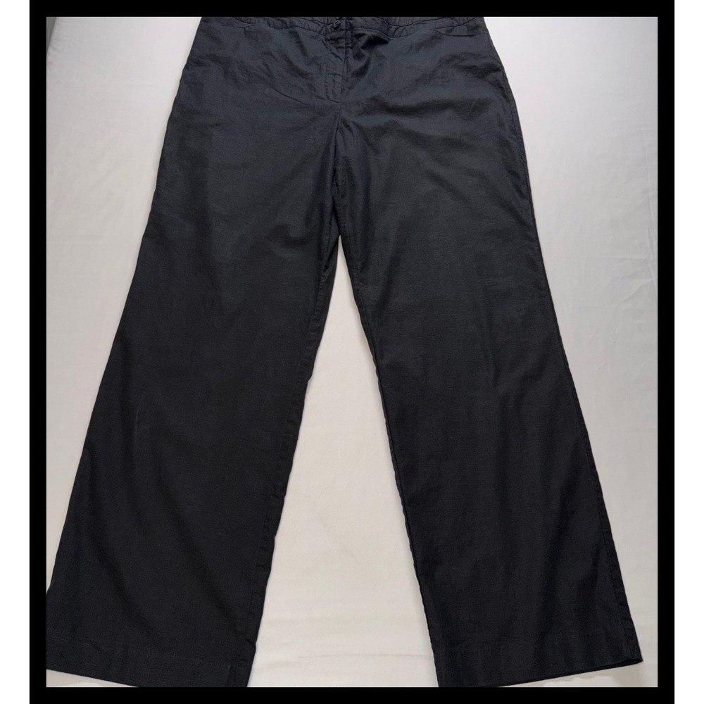 R.Q.T Pants Women Size 18 Black Linen Blend Wide Leg Trousers Casual